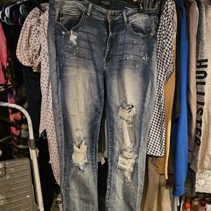 Distressed Medium Wash Ripped Boyfriend Jeans